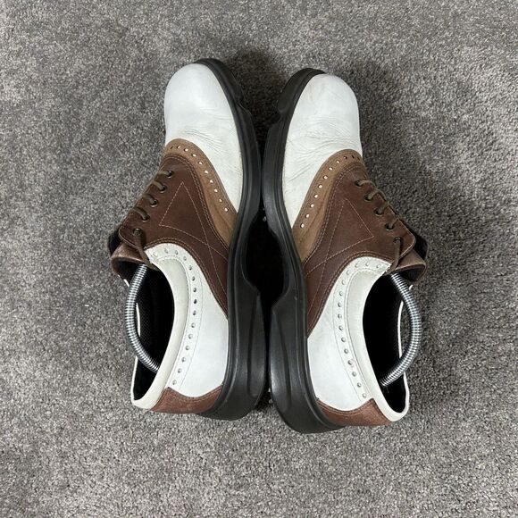 Ecco Hydromax Classic Oxford Men\'s Size 45 White Brown Leather Golf Shoes Used main image 10